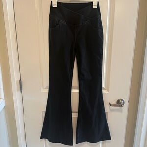 Halara High Waisted Crossover Stretchy Super Flare Jeans - Large - Black Denim